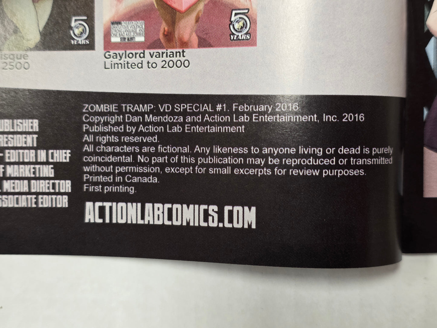 Zombie Tramp VD Special #1 Limited Edition Variant  Dan Mendoza First Print NEAR MINT Action Lab Danger Zone