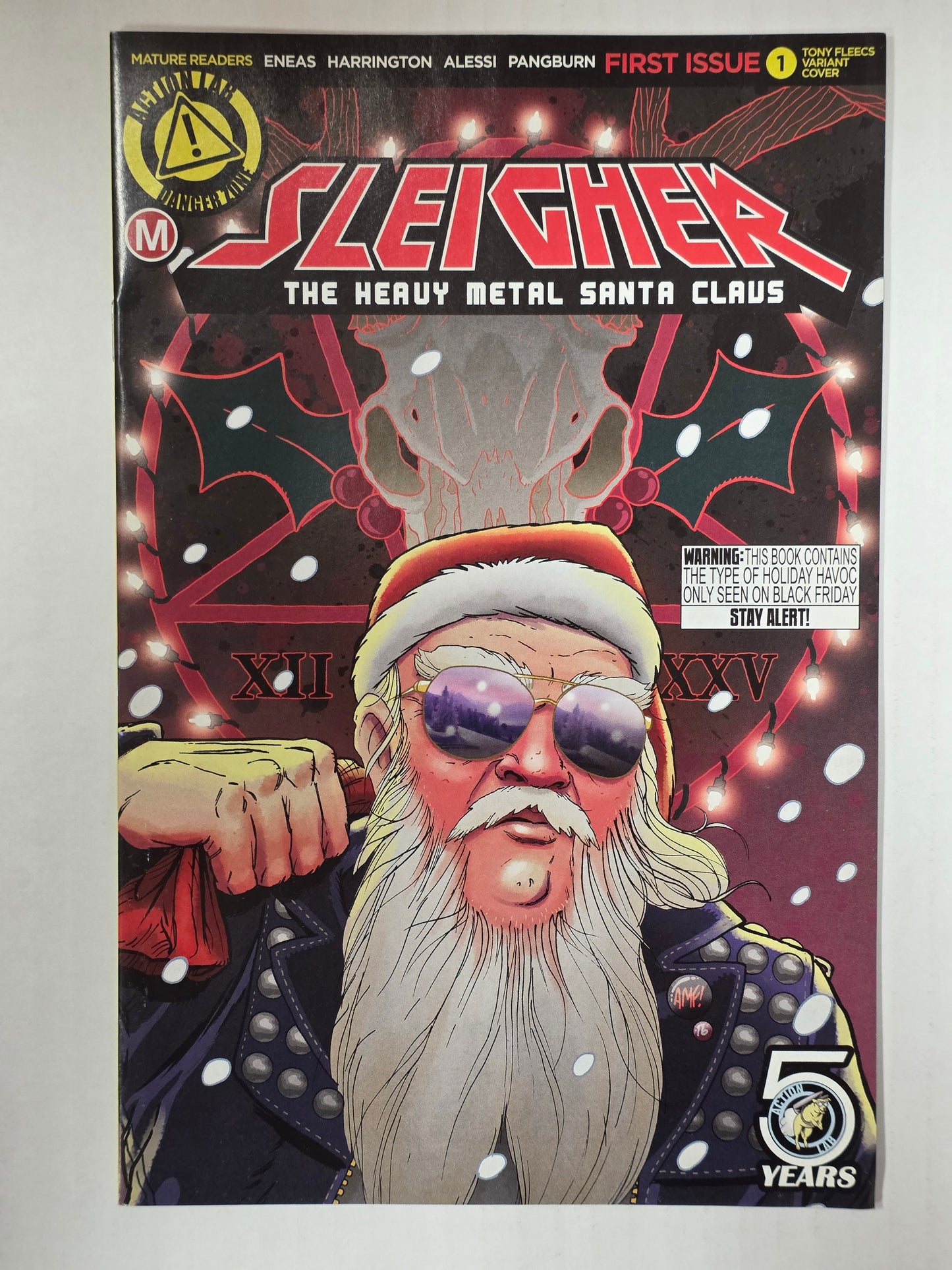 Sleigher The Heavy Metal Santa Claus #1 First Print Variant Cover Tony Fleecs NEAR MINT Action Lab Danger Zone LIMITED TO 1500