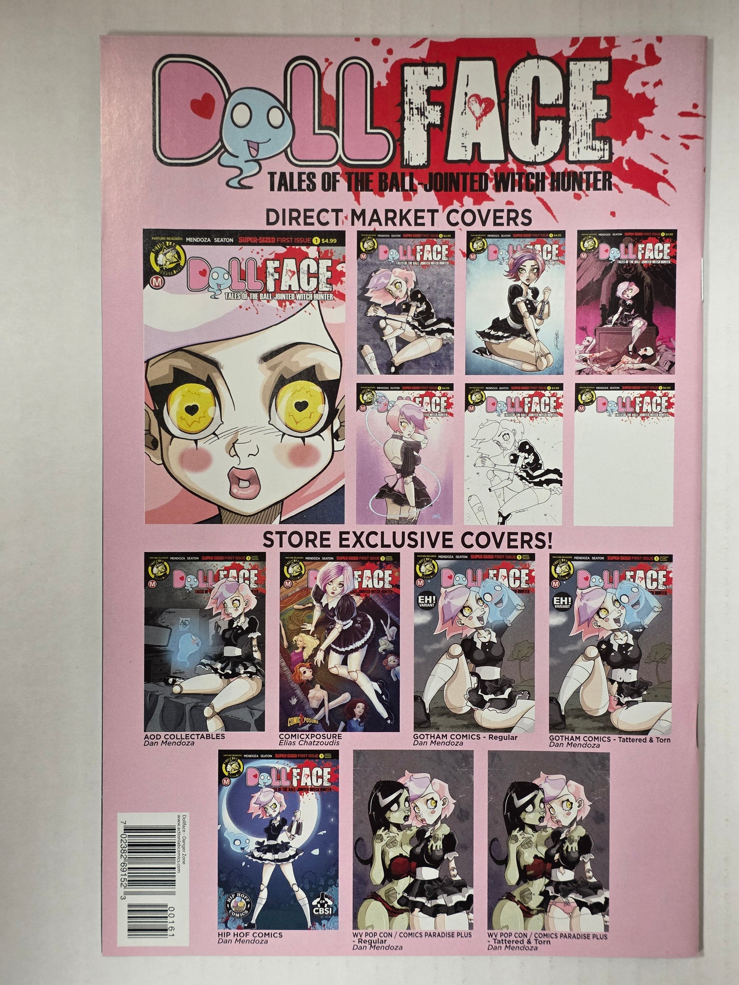 Dollface Tales of the Ball-Jointed With Hunter #1 Pin Up Sketch Variant by Dan Mendoza NEAR MINT Action Lab Danger Zone (Copy)