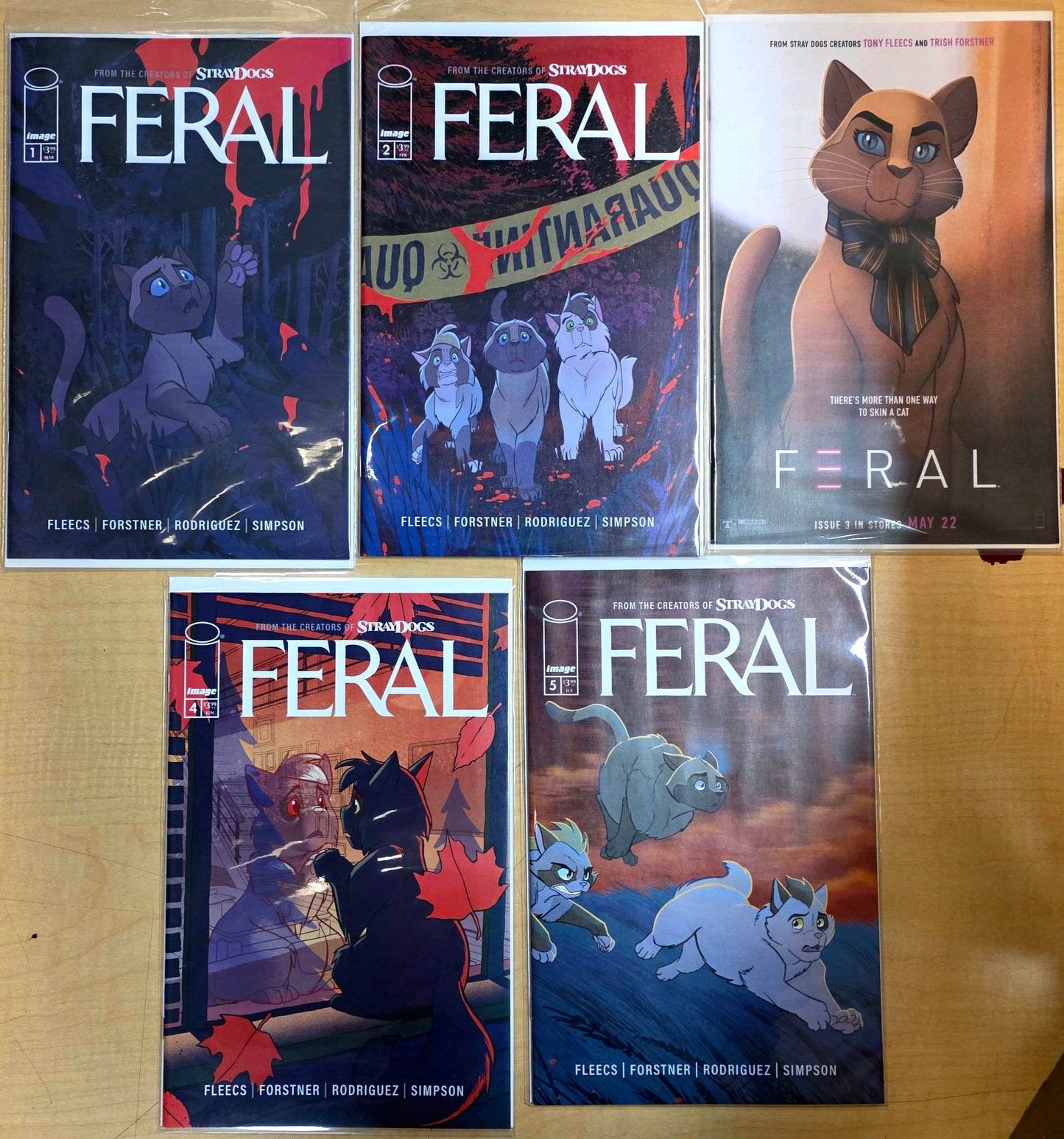 Feral #1-5 First Printings (#3 Cover B First Print) Image Comics NEAR MINT