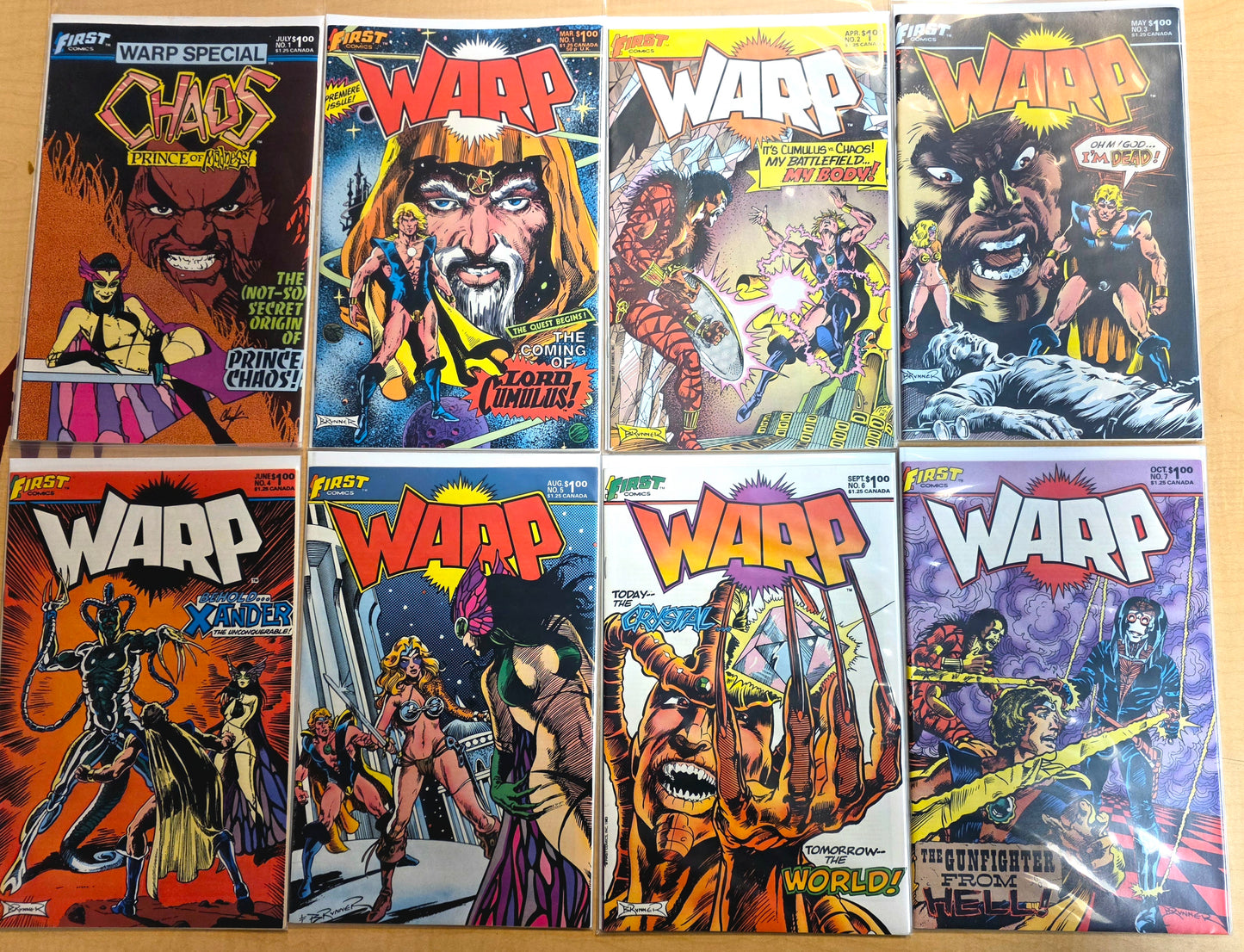 Warp #1-7 and Chaos Prince of Madness #1 First Comics NEAR MINT
