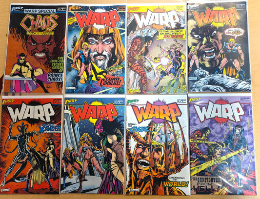 Warp #1-7 and Chaos Prince of Madness #1 First Comics NEAR MINT