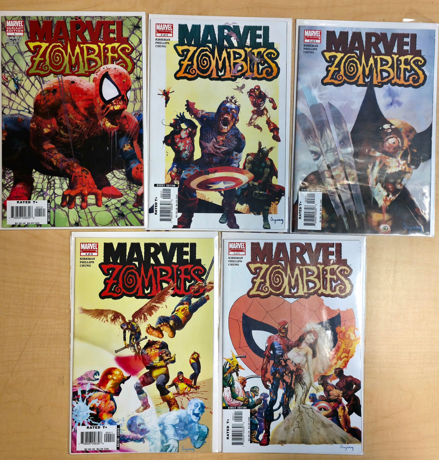 Marvel Zombies #1-5 Complete Run INCLUDES #1 ARTHUR SUYDAM VARIANT COVER! NEAR MINT