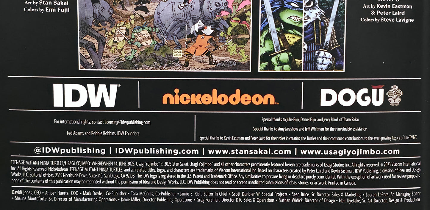 Teenage Mutant Ninja Turtles Usagi Yojimbo: WhereWhen #4 Retailer Incentive 1:50 David Petersen NEAR MINT IDW