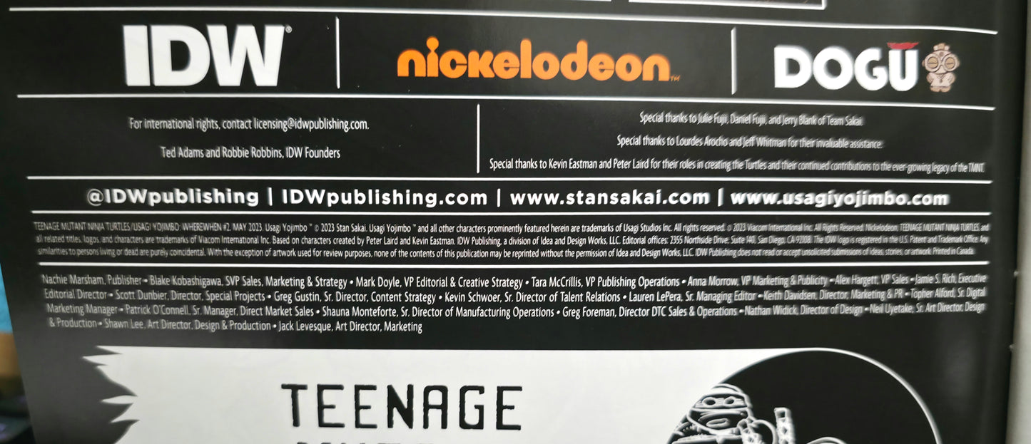 Teenage Mutant Ninja Turtles Usagi Yojimbo: WhereWhen #2 Retailer Incentive 1:50 David Peterson NEAR MINT IDW